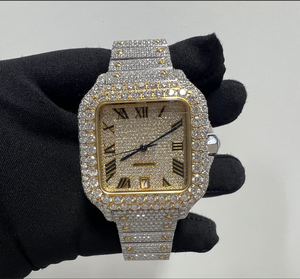 Reloj de Diamantes Moissanite Chapado en Oro Más Vendido, Reloj de Joyería de Lujo para Bodas o Fiestas, Disponible en Grandes Cantidades - Product Image 1