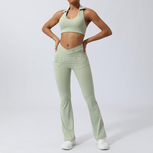 Conjunto de 2 Piezas de Leggings de Yoga Transpirables de Cintura Alta para Mujer, Tallas Grandes, Color Sólido, Servicio OEM, Ropa Deportiva, Shorts y Leggings - Product Image 4