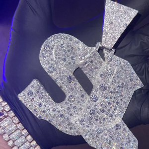 CONCEPTION Set de Mosaicos Iced Bling Bling VVS Moissanite Plata S925 Colgante de Letra Inicial Personalizada Certificado GRA Hip Hop Unisex - Product Image 2