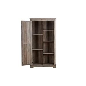 Armario de despensa alto de madera rústica estilo granja con puerta corredera, organizador de cocina y mueble de almacenamiento para el hogar - Product Image 4