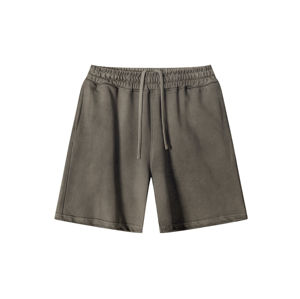 Shorts en toile décontractés et respirants, coupe ample, style charpentier, à jambe large, effet délavé et vieilli, orné de strass, design personnalisé - Product Image 1