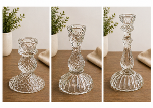 Empty Glass Candlestick Holder with <b>Lid</b> Ribbed Textured Round Container for Candle Making Home <b>Decor</b> Low MOQ Scented - Product Image 4