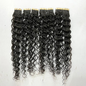 Venta al por mayor doble dibujado cutícula alineada indio 100% Virgen Natural humano Remy cinta en extensiones de cabello humano vendedores de mejor cabello - Product Image 1