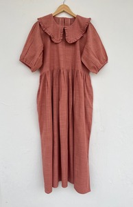 Robe longue en coton flammé pour femme, col Peter Pan, manches bouffantes, tenue de soirée décontractée, coupe ample, vêtement d'été, vêtements OEM sous marque privée - Product Image 5