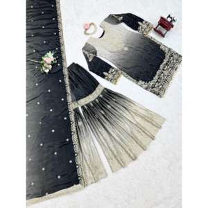 ชุดสูทปาร์ตี้ผู้หญิงสวยชุดท็อปมีก้นและ dupatta - Product Image 3