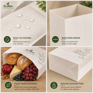 Bolsa de papel kraft impresa personalizada con ventana para envasado de alimentos, reciclable, autoformable, de forma rectangular, con impresión a cuatro colores. - Product Image 5