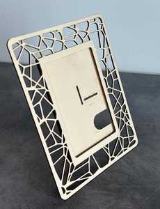 <b>Wooden</b> Photo <b>Frame</b> Rectangular Geometric Laser Cut Design Tabletop Display Horizontal Creative <b>Picture</b> <b>Frame</b> - Product Image 1
