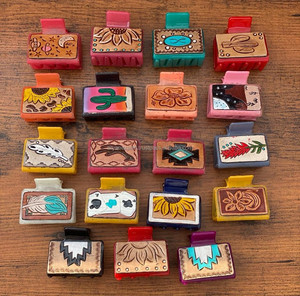 New Arrival Western Stylish Handmade <b>Tooled</b> Engraved Leather Mini <b>Hair</b> Clips Leather Mini Claw Clip <b>Hair</b> <b>Accessories</b> for Women's - Product Image 4