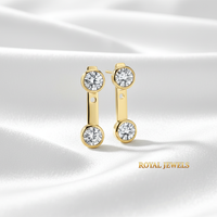 Boucles d'oreilles pendantes en moissanite couleur or, serties clos, rondes et brillantes, pour femme, bijoux de soirée