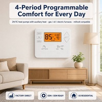 Thermostat de pompe à chaleur OEM O/B, mode de chauffage auxiliaire d'urgence, alimenté par batterie, pour le contrôle de la climatisation résidentielle aux États-Unis