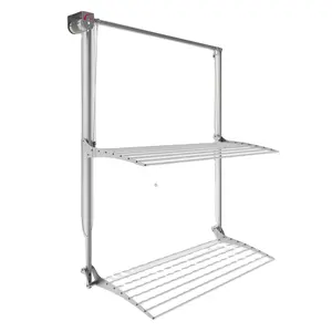 Premium Quality Wall Clothes Drying Rack Made In Italy Wall Mounted Clothes Airer 152x137x52 Cm