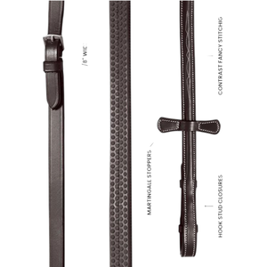 Frenos de cuero con agarre de goma para caballo, martingales de equitación inglesa con costuras elegantes, modelo AO/R/02, tamaño personalizado para caballo. - Product Image 2