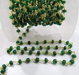 Chaîne de chapelet en laiton plaqué émeraude, taille 4-5 mm, par pied - Product Image 3
