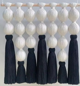 Tapiz Moderno de Algodón con Poste de Madera, Bola Esférica, Burbuja, Macramé, Arte de Pared Colgante, Decoración de Pared para Sala de Estar - Product Image 3