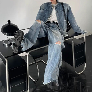 Ensemble pantalon et veste en jean décontracté unisexe de haute qualité pour l'hiver, avec couleur personnalisée et tailles plus grandes pour hommes, séchage rapide - Product Image 3