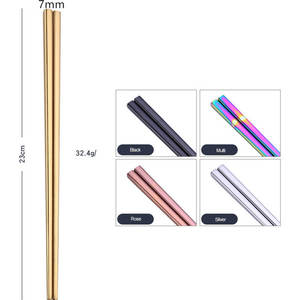 Palillos de Titanio de Color Personalizado, Palillos Coreanos Chinos de Acero Inoxidable 304 para Sushi, Vajilla Reutilizable - Product Image 3