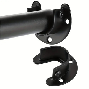 Supports de tringle à rideau noirs mats à fixation plafond, supports industriels pour tubes ronds, supports de suspension robustes pour poteaux de penderie - Product Image 3