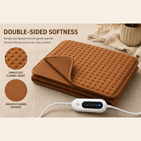 Coussin chauffant électrique de luxe personnalisé en peluche marron 30x60cm avec contrôleur numérique LED, 6 niveaux de chaleur, arrêt automatique de sécurité, chaleur douce