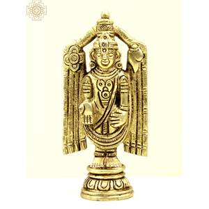 4 'Petit Seigneur Venkateshwara Sculpture en laiton Seigneur Balaji Statue Fabriqué en Inde - Product Image 4