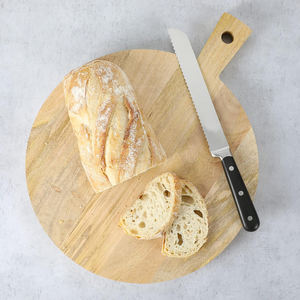 Planche de service ronde unique en bois de manguier avec poignée élégante Planche de charcuterie épaisse idéale pour se divertir disponible en gros - Product Image 2