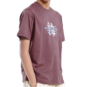 Camiseta Infantil Personalizada con Tipografía Gráfica, de Algodón Suave, Manga Corta, Cuello Redondo, Color Ciruela - Product Image 4