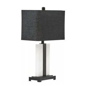 Contemporary Marble <b>Bedside</b> Lamp With Refined <b>Dark</b> Metallic Frame And Elegant Modern Interior Character - Product Image 4