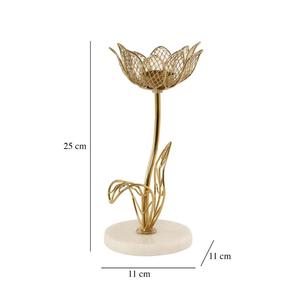 เชิงเทียนทองเหลืองลายดอกไม้สวยงาม - Product Image 2