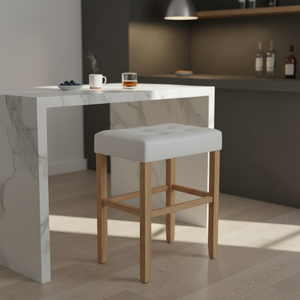 Tabouret de bar moderne en cuir PU sans dossier, tabouret de comptoir rembourré pour cuisine - Product Image 6