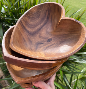 Bol à pâte en bois d'acacia fait main, écologique, en forme de cœur, pour fruits secs, desserts, service de table, cadeaux UF - Product Image 1