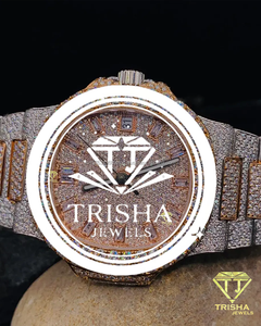 Montre artisanale en diamant Moissanite VVS en argent sterling 925 avec design entièrement serti - Product Image 5