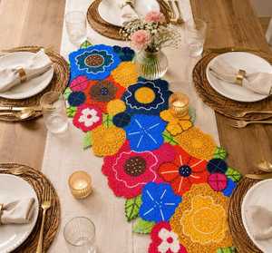 Handmade Beaded Floral <b>Table</b> <b>Runner</b>, Colorful Flower <b>Table</b> <b>Runner</b>, Spring <b>Table</b> Decor, Garden Dining <b>Runner</b>, Boho <b>Table</b> Centerpi - Product Image 2