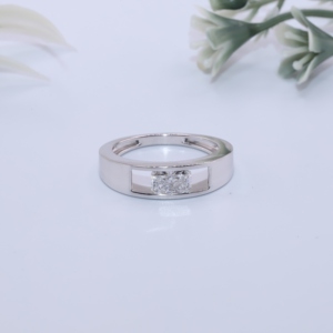 White Gold Men Lab Grown Diamond Ring <b>Floating</b> Radiant Cut Diamond Open <b>Frame</b> Tension Setting Wide Band Wedding Anniversary - Product Image 1