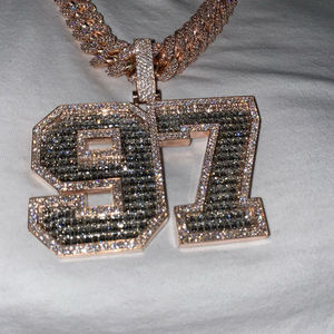 Colgante Personalizado de Plata 925 con Moissanita Helada, Letra o Número, Chapado en Oro Rodio, Joyería Hip Hop para Fiesta - Product Image 4