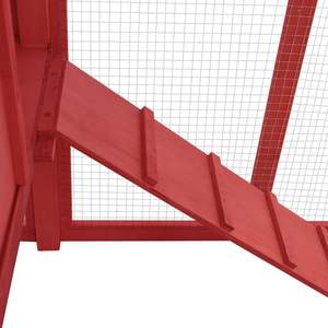 Poulailler en bois de sapin massif rouge et blanc, cage pour animaux en acier galvanisé - Product Image 6