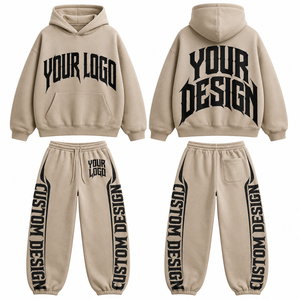 Survêtement streetwear oversize avec logo imprimé personnalisé, poche kangourou, poignets côtelés, tissu polaire doux, vente en gros - Product Image 1