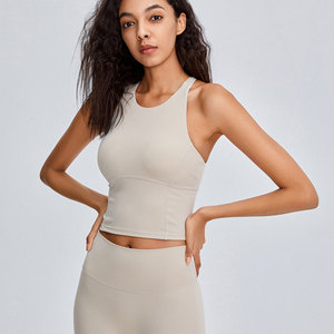 Soutien-gorge de sport sans armatures pour femme, couleur unie, dos nageur, bonnet intégral, tricoté, respirant, toutes saisons, lavable en machine - Product Image 6