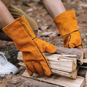 Gants en cuir de vachette de haute qualité pour la sécurité des travailleurs, en cuir croûte ignifuge pour soudeurs, protection de travail imperméable - Product Image 4