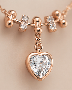 ELVORA GEMS Collar con colgante de corazón de aleación de zinc chapado en oro rosa, cadena de serpiente con circonita cúbica creada en laboratorio, joyería romántica para mujer - Product Image 4