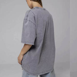 T-shirt décontracté pour femme de haute qualité, respirant, à séchage rapide, coupe ample, effet délavé, 100% coton, manches courtes, couleur unie, col rond - Product Image 4