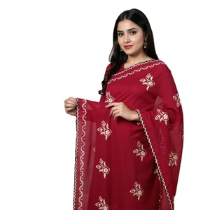 Foulard en coton pour femmes africaines, brodé de fleurs et de strass, respirant, écologique, pour l'été, usage quotidien, fournisseur OEM - Product Image 1