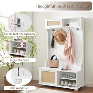 Porte-manteau et banc de rangement pour entrée avec étagère à chaussures - Product Image 6