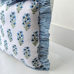 Funda de Cojín con Volantes Florales, Cuadrada, Estampada, 100% Algodón, Hecha a Mano, Estilo Vintage, Decorativa para el Hogar - Product Image 3