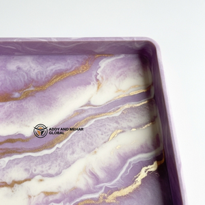 Plateau de rangement en résine artisanale de luxe, effet marbre veiné doré, décoration moderne pour la cuisine, facile à nettoyer - Product Image 2