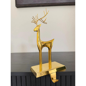 Customizable Metal Christmas Reindeer <b>Stocking</b> <b>Holder</b> Hook Modern Gold Color Decorative Holiday Hanger Festive Home Decor - Product Image 4