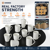 Kit de tasses en céramique personnalisables pour sublimation, vente en gros, pour peinture DIY, anti-fuite, sans danger pour les aliments, avec anse à bord coloré, fournisseur d'usine