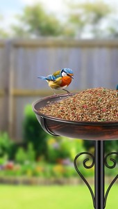 Baño para pájaros de metal con base de 5 puntas, acabado de cobre duradero, comedero para pájaros silvestres y decoración artística de jardín con diseño de corazón. - Product Image 6