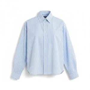 Chemise décontractée rayée à manches longues 100 % coton pour homme, col rabattu, coupe ample, respirante, couleur personnalisable, fabrication Vietnam - Product Image 1