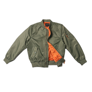Blouson bomber noir pour homme avec doublure orange, fermeture éclair, col montant, coupe-vent décontracté en polyester, idéal pour l'automne - Product Image 3