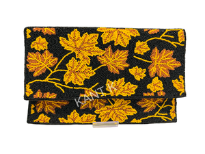 Green Floral and <b>Leafs</b> Beaded Clutch Wedding Evening Bag Handmade Embroidered Purse Bridal Party Accessory - Product Image 5