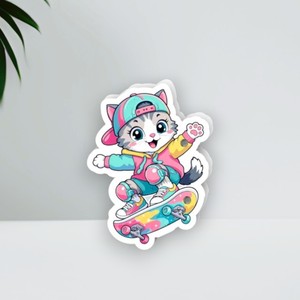 En gros, plaques magnétiques en acrylique pour cils, motifs chat mignon, skateboard, diamant, cœur uni, papillon, fleur diamant, carré - Product Image 1